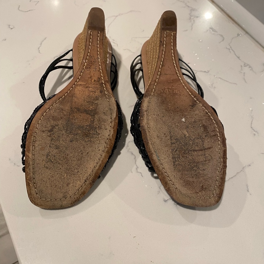 Black Prada Wedge Sandals - Picture 5 of 5